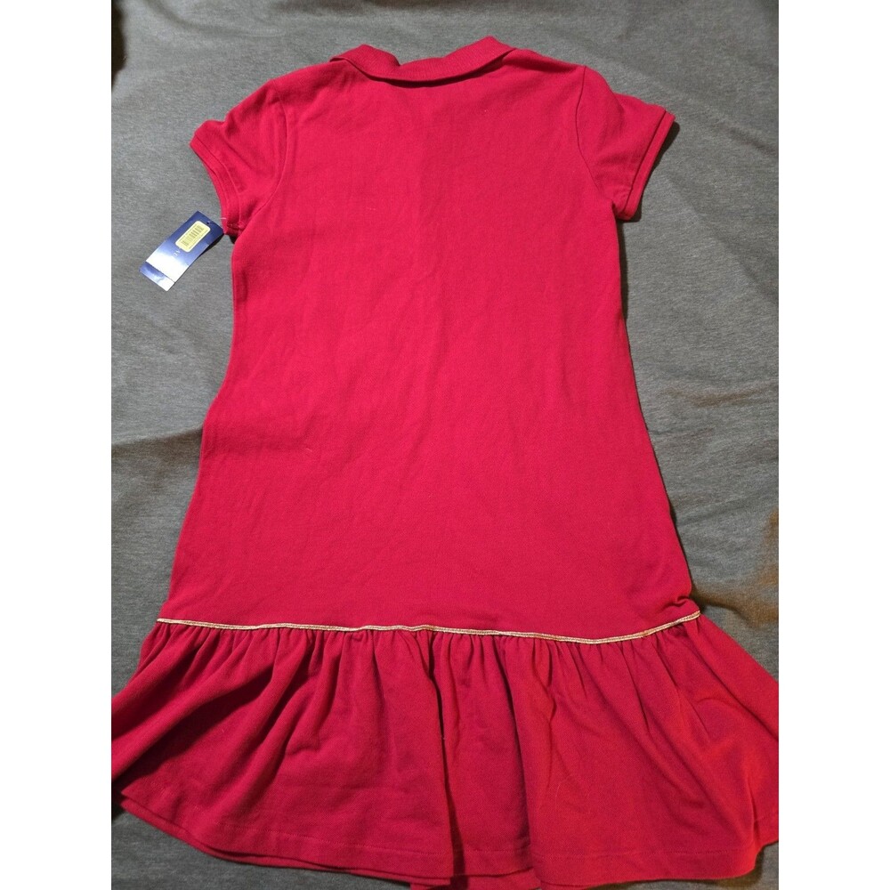 Ralph Lauren NWT Red Girls Tennis Dress Polo Gold Detail Red Pony Preppy Medium - Picture 2 of 6